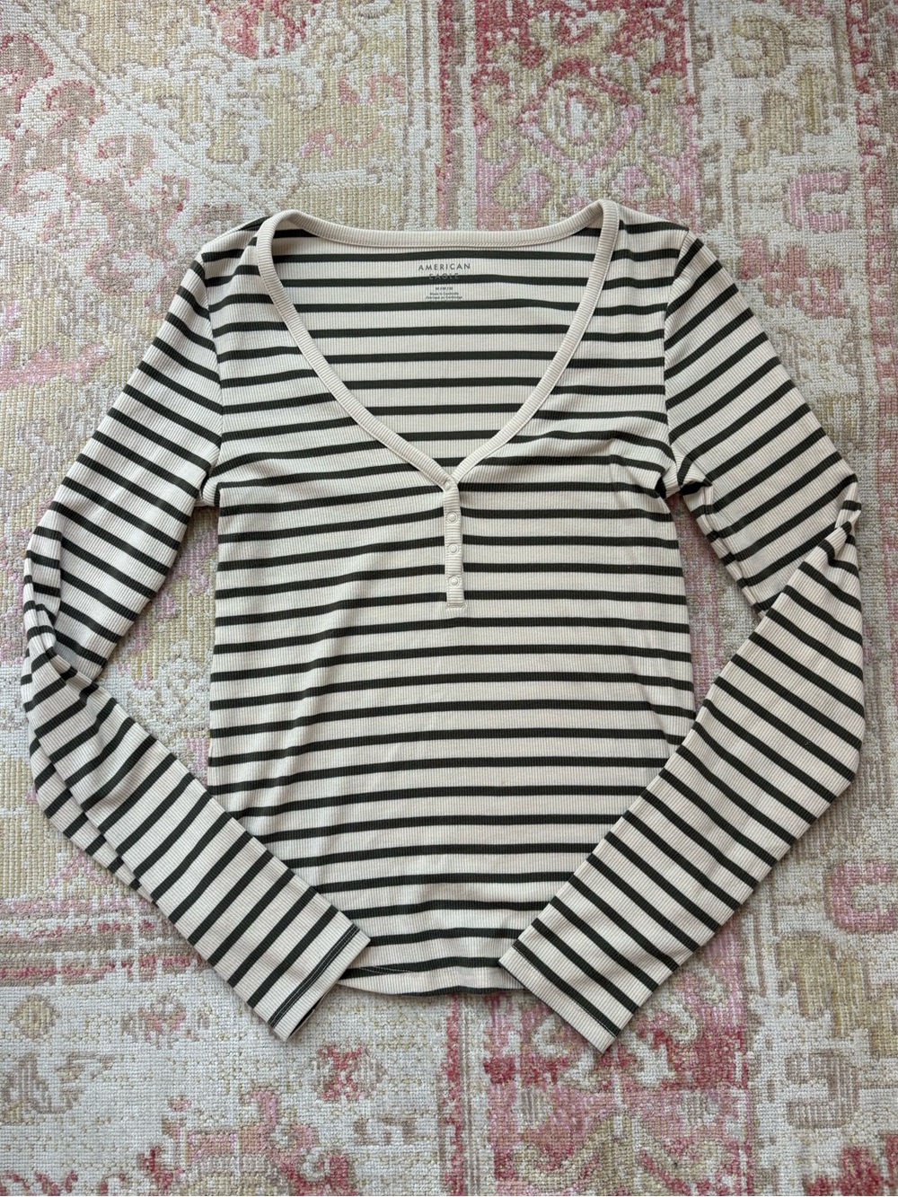 American Eagle Striped Long Sleeve Top